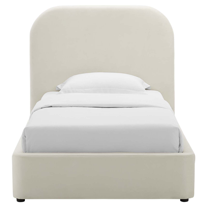 Lit plateforme tapissier Keyné, Simple, Albâtre