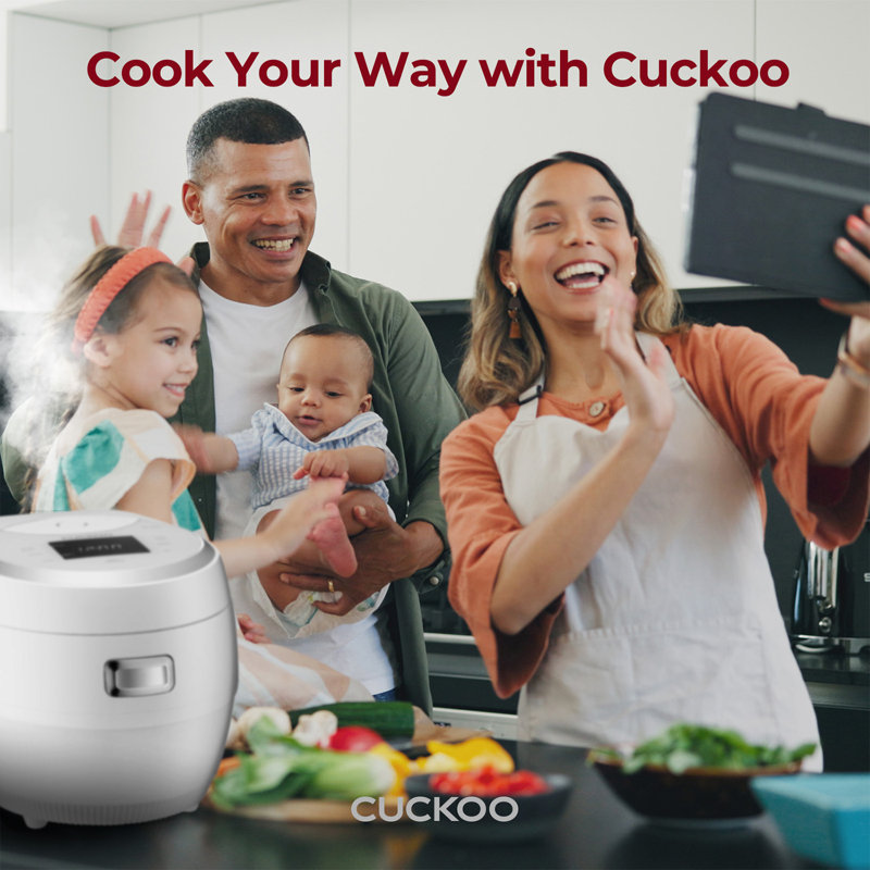 White 10-Cup Electric Stainless Steel Rice Cooker with Non-stick Pot