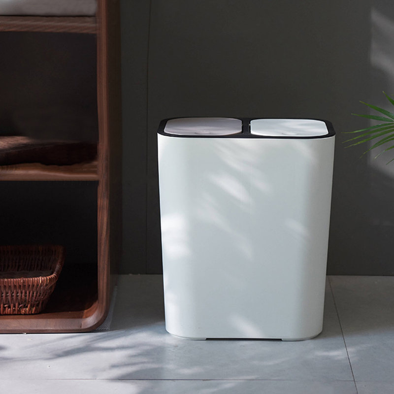 Bock Plastic Swing Top Multi-Compartment Rubbish & Recycling Bin - 12L, White
