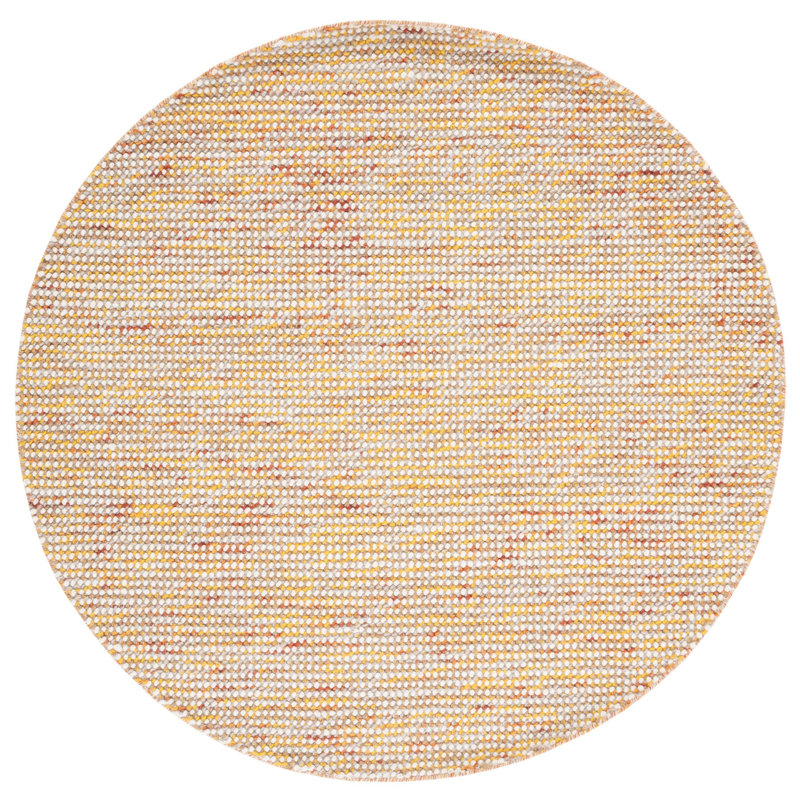 Tapis ivoire / jaune en laine tissé à la main Ardonia, Rond 6 pi