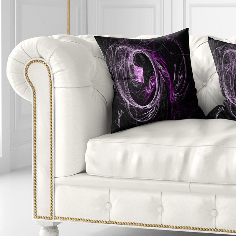 Coussin abstrait, 16 po x 1 po, Coussin décoratif, Noir / mauve