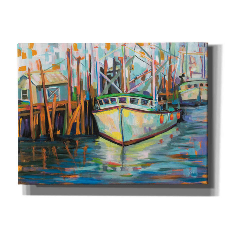 "At the Dock" par Jeanette Vertentes, art mural sur toile, H 40 po x l 54 po x P 1,5 po