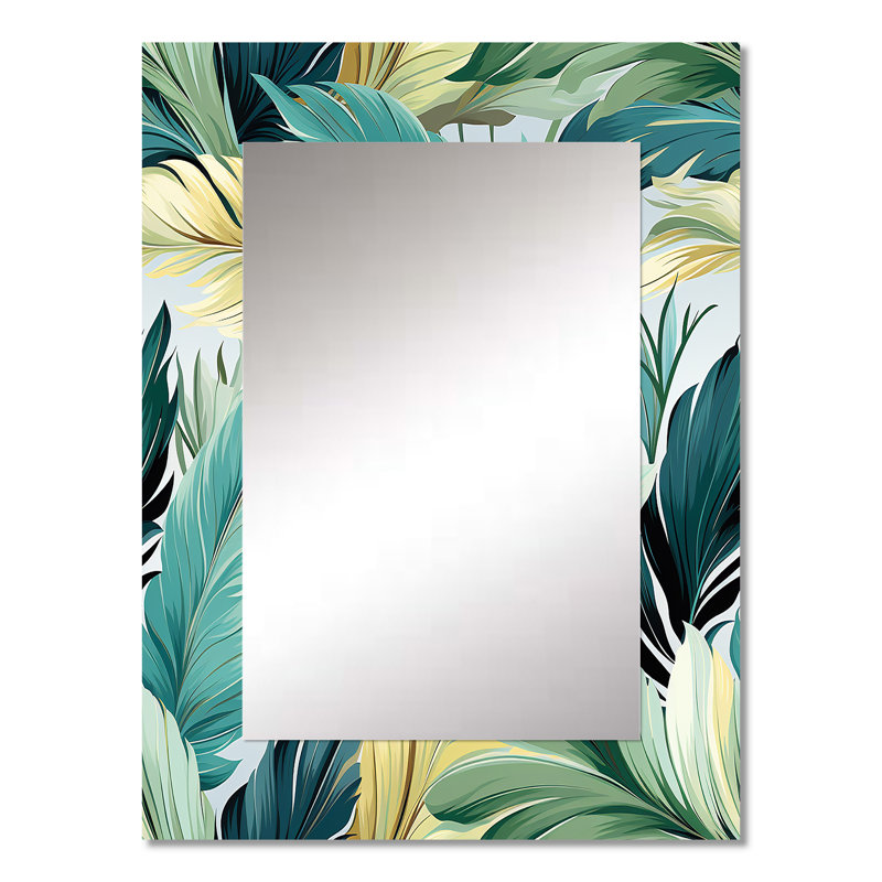Palmier - motif tropical - miroir mural tropical, botanique, miroir décoratif floral, impression d'art en métal