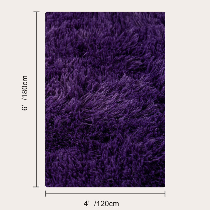 4x6 ft Grape Purple Shag Area Rugs for Living Room, Non-Slip Indoor Modern Plush Shag Carpets, Rectangle 4' x 6'
