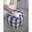Pouf carré à carreaux ivoire et bleu marine