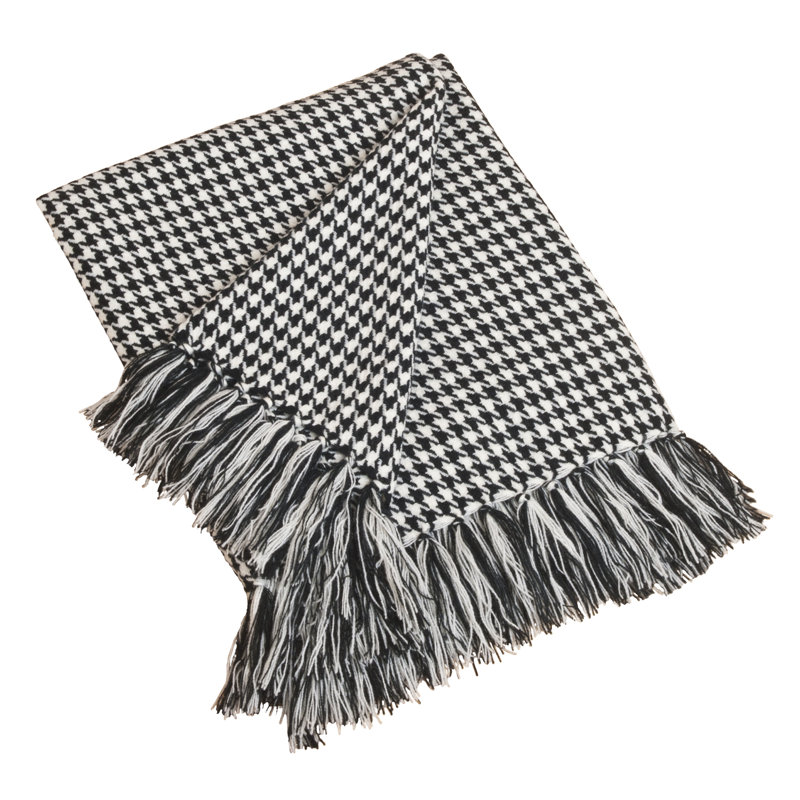 Sevan Collection Hand Woven Throw Blanket, Black, 50" x 60", Houndstooth