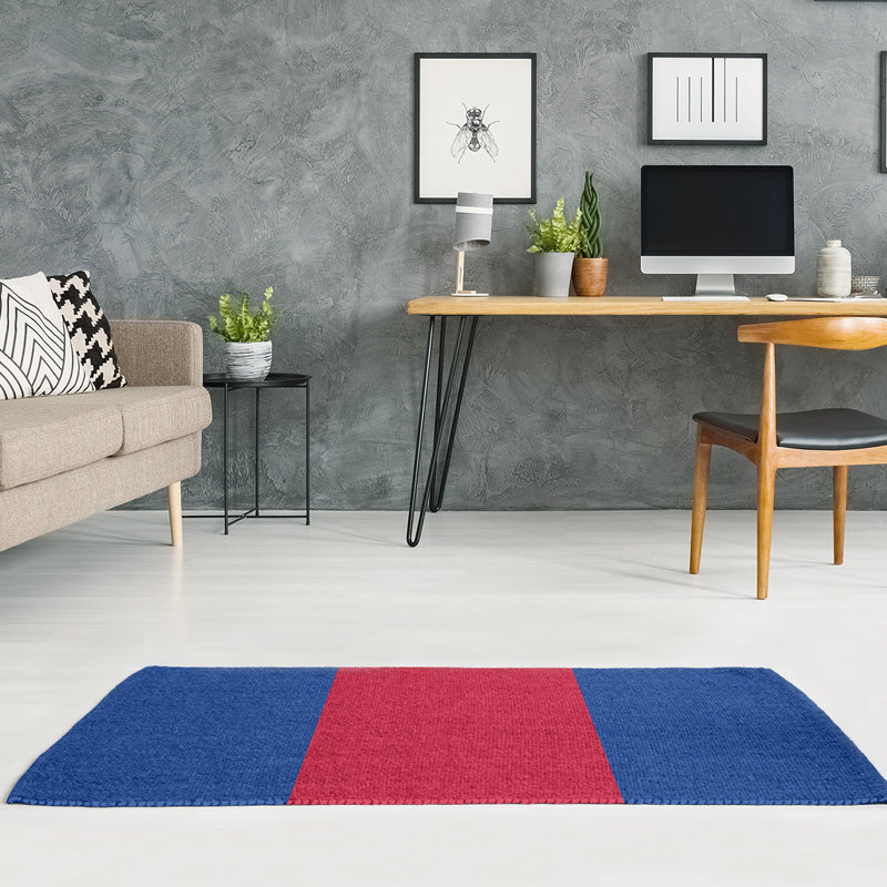Tapis à rayures en poly-bleu buffalo, Rectangle 4 pi x 6 pi