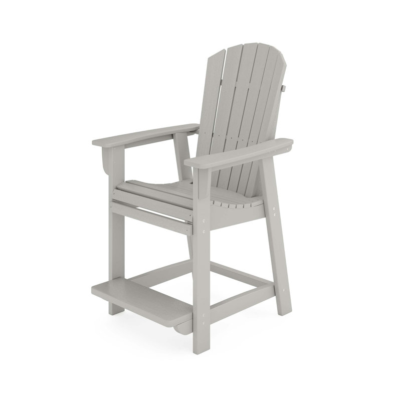 Adirondack Style Counter Chair – Stylish HDPE Poly Lumber for Dining, Patio, and Garden Comfort, Dark Gray