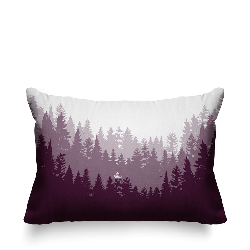 Coussin intérieur / extérieur Pine Trees Cabin, Mauve, 14 po x 20 po, Rectangulaire