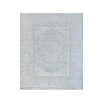 Tapis oriental rectangulaire gris en laine noué à la main 8 pi 1 po x 9 pi 11 po - MOA10286709