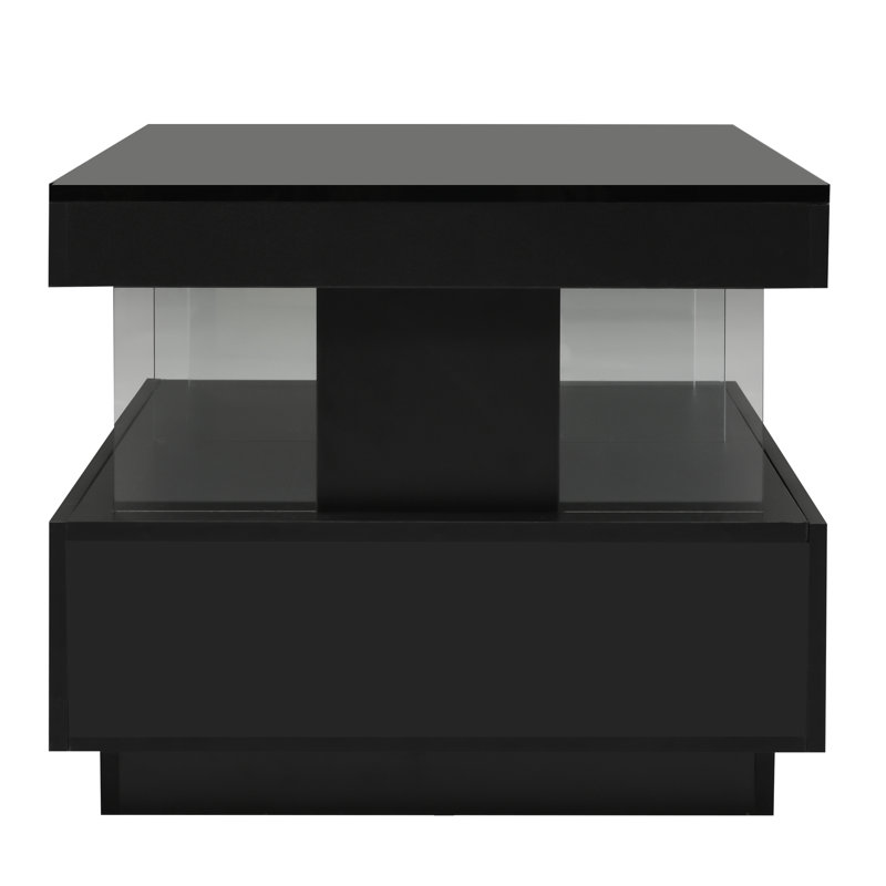 Clete Pedestal Coffee Table with Storage, Black