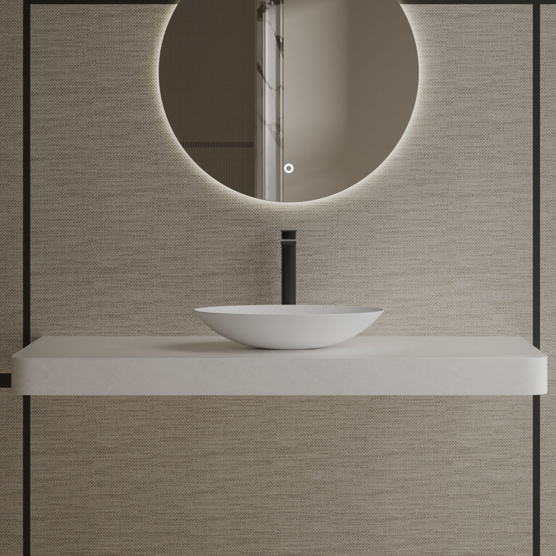 MonBlari 20" X 13" Oval Solid Surface Vessel Sink Matt White, Matte White