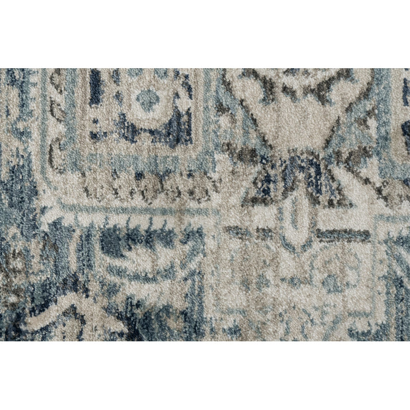 Tapis bleu clair / crème Omarion, Rectangle 3 pi 11 po x 5 pi 7 po