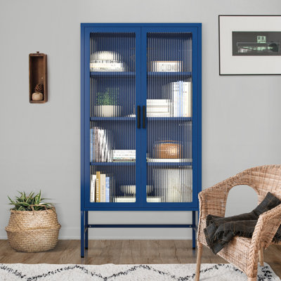 Armoire de rangement à double porte vitrée avec tablettes réglables Buffet en acier laminé à froid