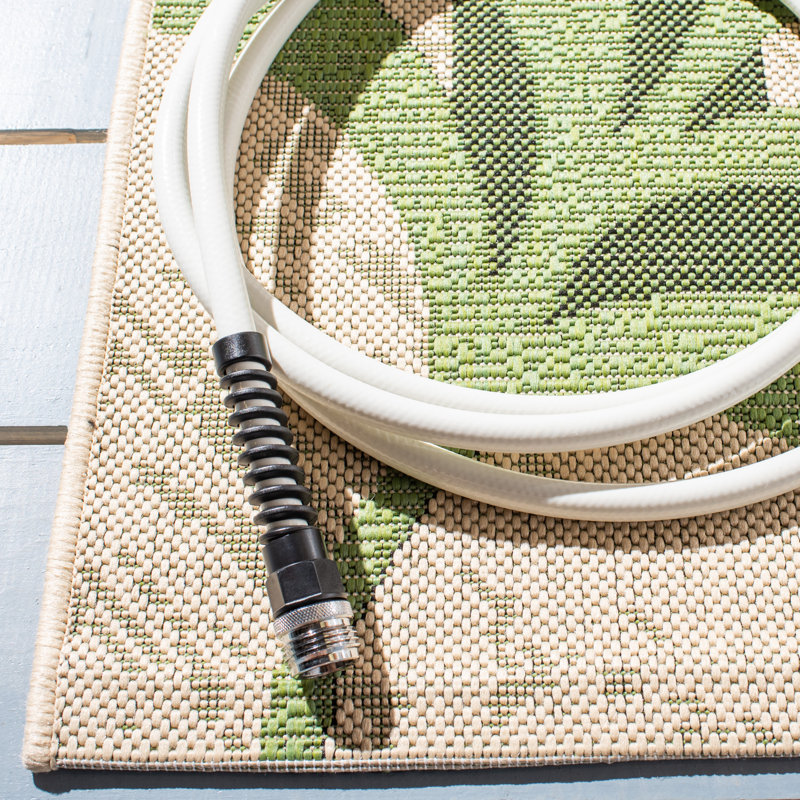 Allick Cream/Green Indoor/Outdoor Rug, Square 160 cm