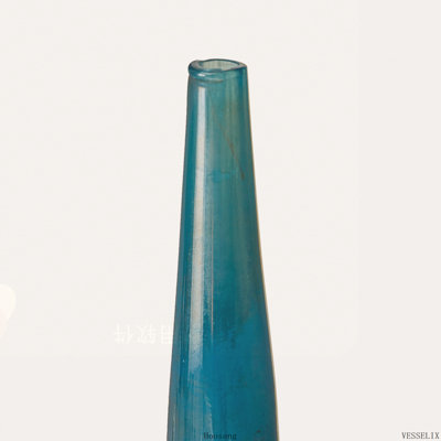 Ensemble de 3 vases décoratifs en verre bleu et bronze
