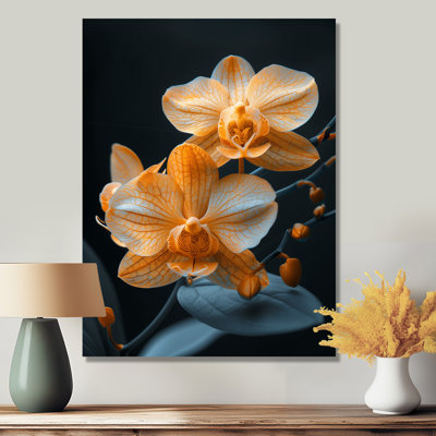 Orchidées parfumées oranges noires photo II - salon d'art mural
