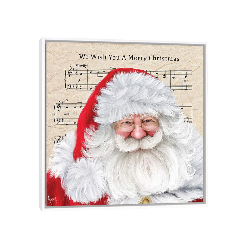 «We Wish You A Merry Christmas», reproduction d'art sur toile encadrée, H 18 po x l 18 po, Blanc