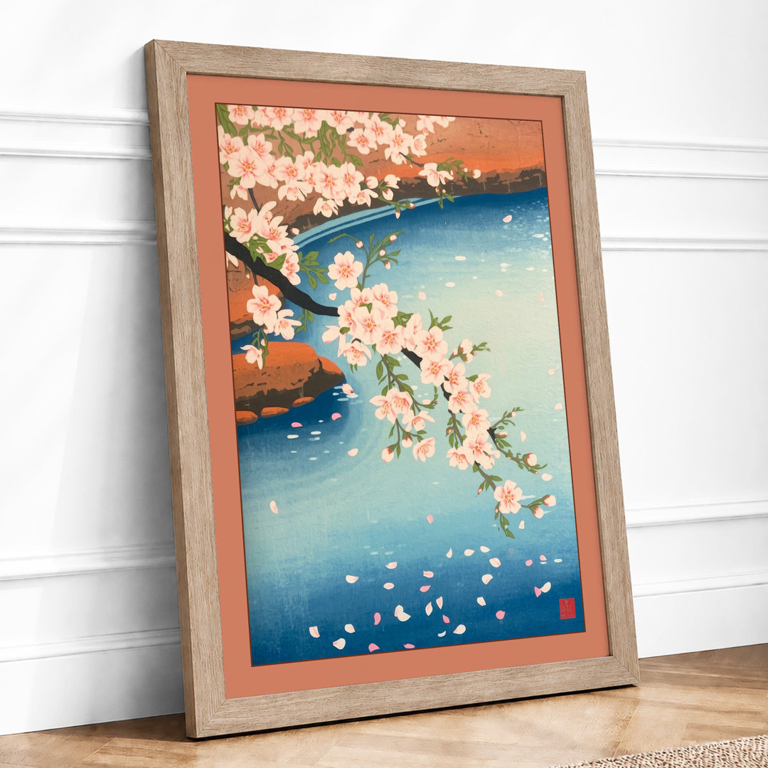 Cherry Blossom Shores Coastal - Framed Print