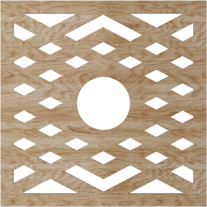 Médaillon de plafond 24 po x 6 1/4 po x P 1/4 po à chevrons en bois, hickory, Chêne rouge, H 22 po x l 22 po x P 0,25 po