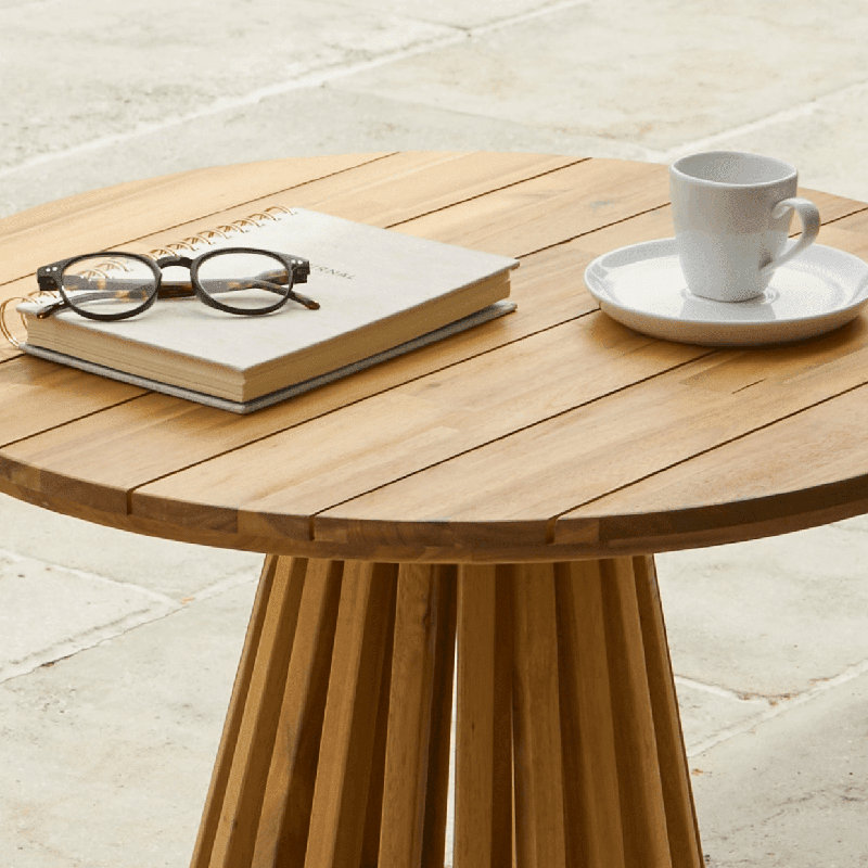 Hopley Round Outdoor Coffee Table - 60 cm W 60 cm D, White Acacia