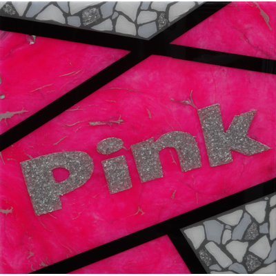 Peinture sur verre originale «One-of-a-Kind» Anginette «Pink-Pink»