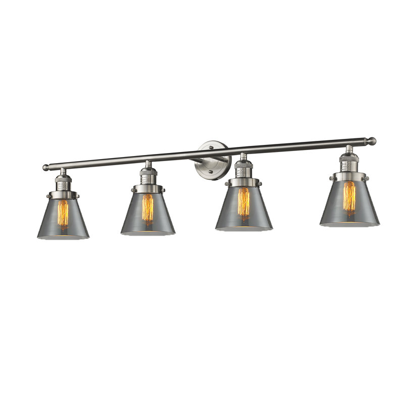 4 - Light Dimmable Vanity Light, Brushed Satin Nickel, Seedy
