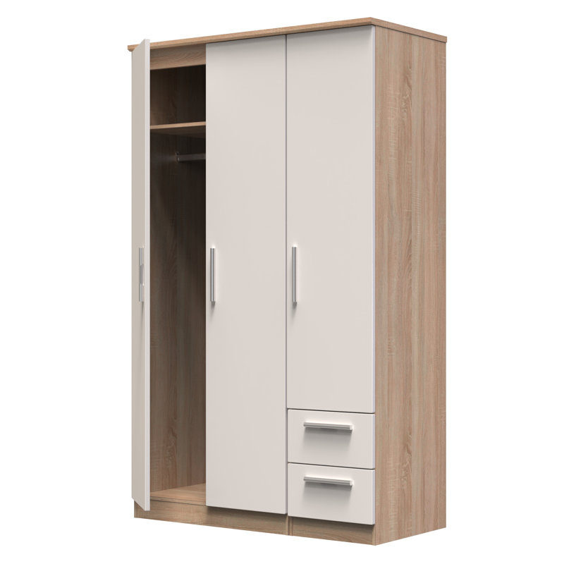 Borgeson Manufactured Wood Wardrobe, Kashmir Gloss/Bardolino Oak