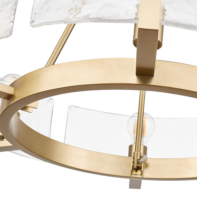 Aenon Chandelier with Hammered Water Glass, 65.63'' H x 21'' W x 27.75'' D, Brushed Champagne Bronze, 6