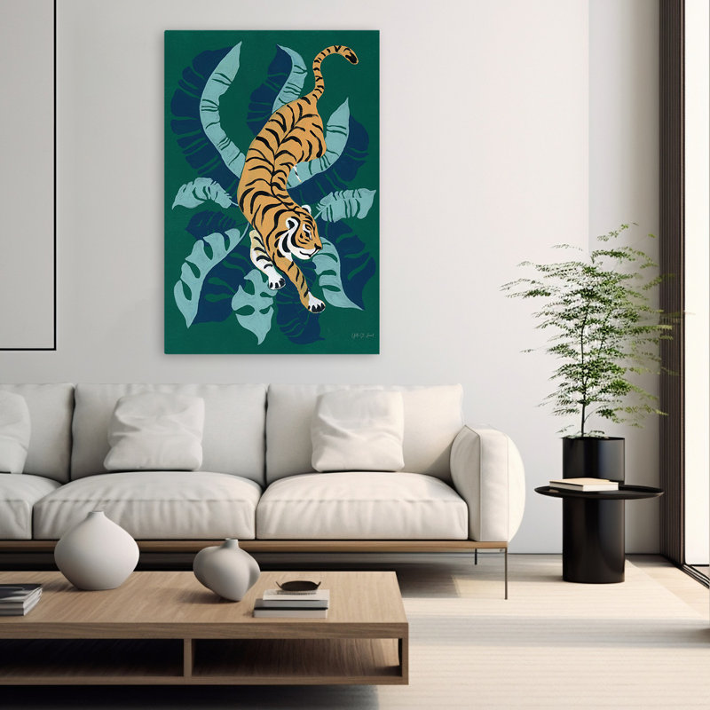 Tigre rôdant contemporain et BCBG, H 60 po x l 40 po