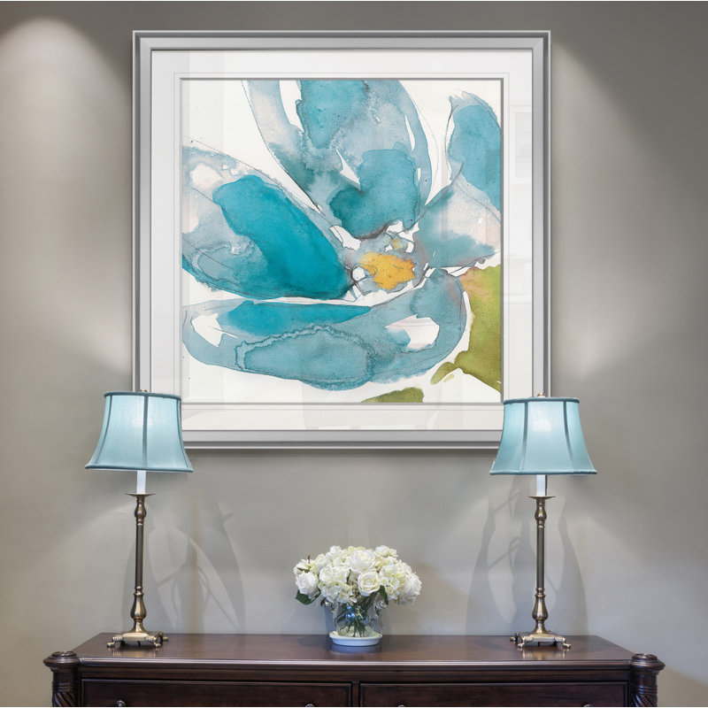 " Flower Splash I ", 16" H x 16" W x 1.5" D, Silver Framed
