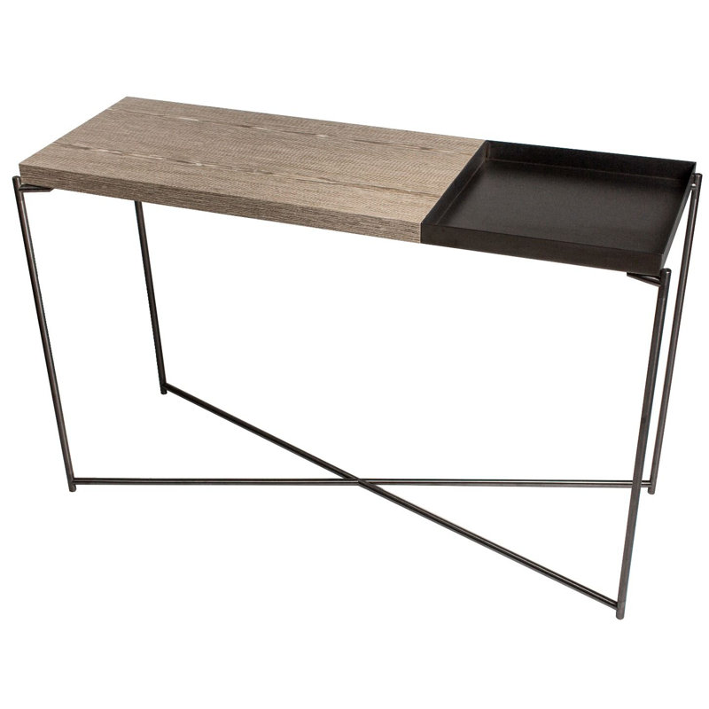 Bedell 123.3cm Console Table, Gun Metal, Weathered Oak/Gun Metal