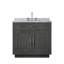 Ensemble de meuble-lavabo simple en chêne noir l 36 po x P 22 po, plateau en marbre de Carrare et robinet-1120418623
