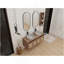 Meuble-lavabo de salle de bain avec lavabo d'art en céramique et support de rangement, 2 portes à fermeture douce, conception à fixation flottante, contreplaqué-1411401081