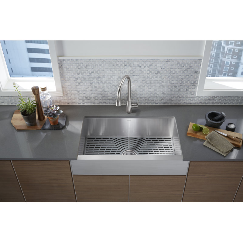 Ludington 34'' L Stainless Steel Single Basin Kitchen Sink
