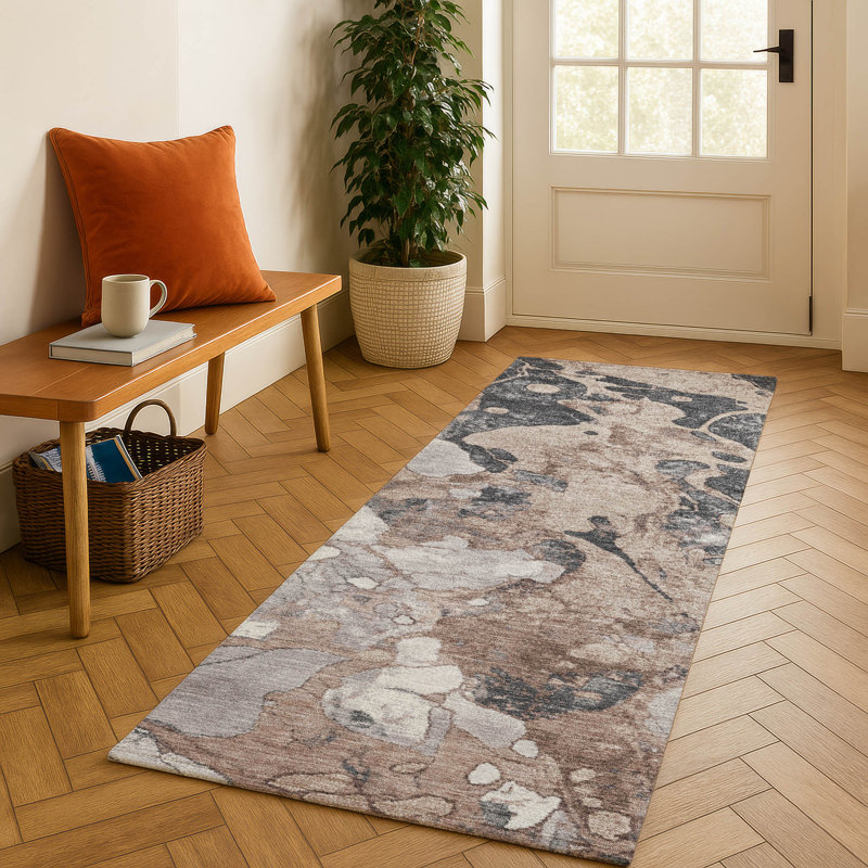 Premium Machine Washable Mayfield AMF1909 Abstract Rug, Runner 2'3" x 7'6"