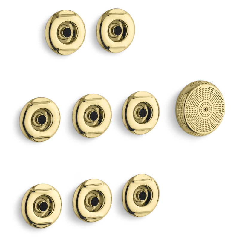 Flexjet Whirlpool Trim Kit with Eight Jets, Vibrant Polished Brass