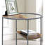 Table de bout industrielle en noyer et gris avec 3 tablettes et cadre thermolaqué à grain de bois de 24 pouces de profondeur et 1 pièce incluse avec l'acier large seulement