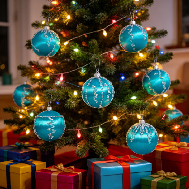 9 pièces 3,15 po Décoration de sapin de Noël Boules de Noël Accessoires de bricolage, Bleu