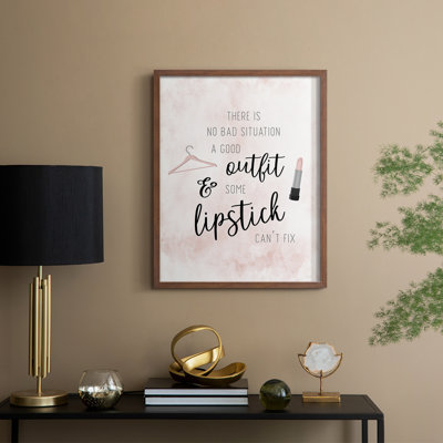 Outfit and Lipstick Framed Print - Solid Wood