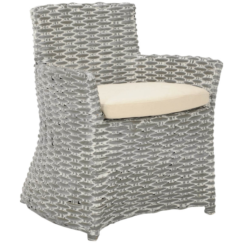 Sephina 17.3'' H Cotton Upholstered Armchair, Gray White Wash / White