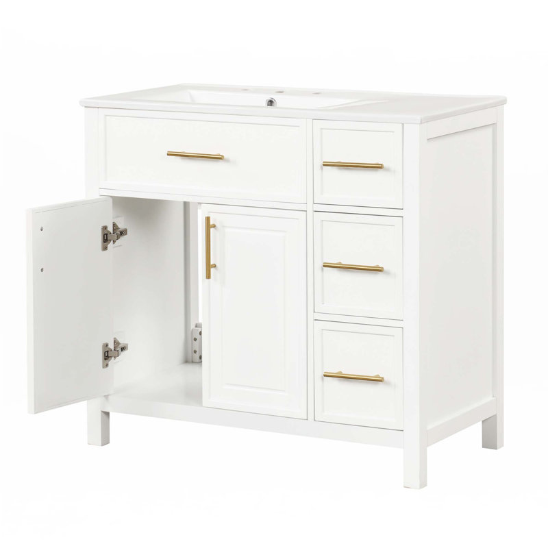 Meuble-lavabo 36 po avec comptoir d'évier, Blanc cassé