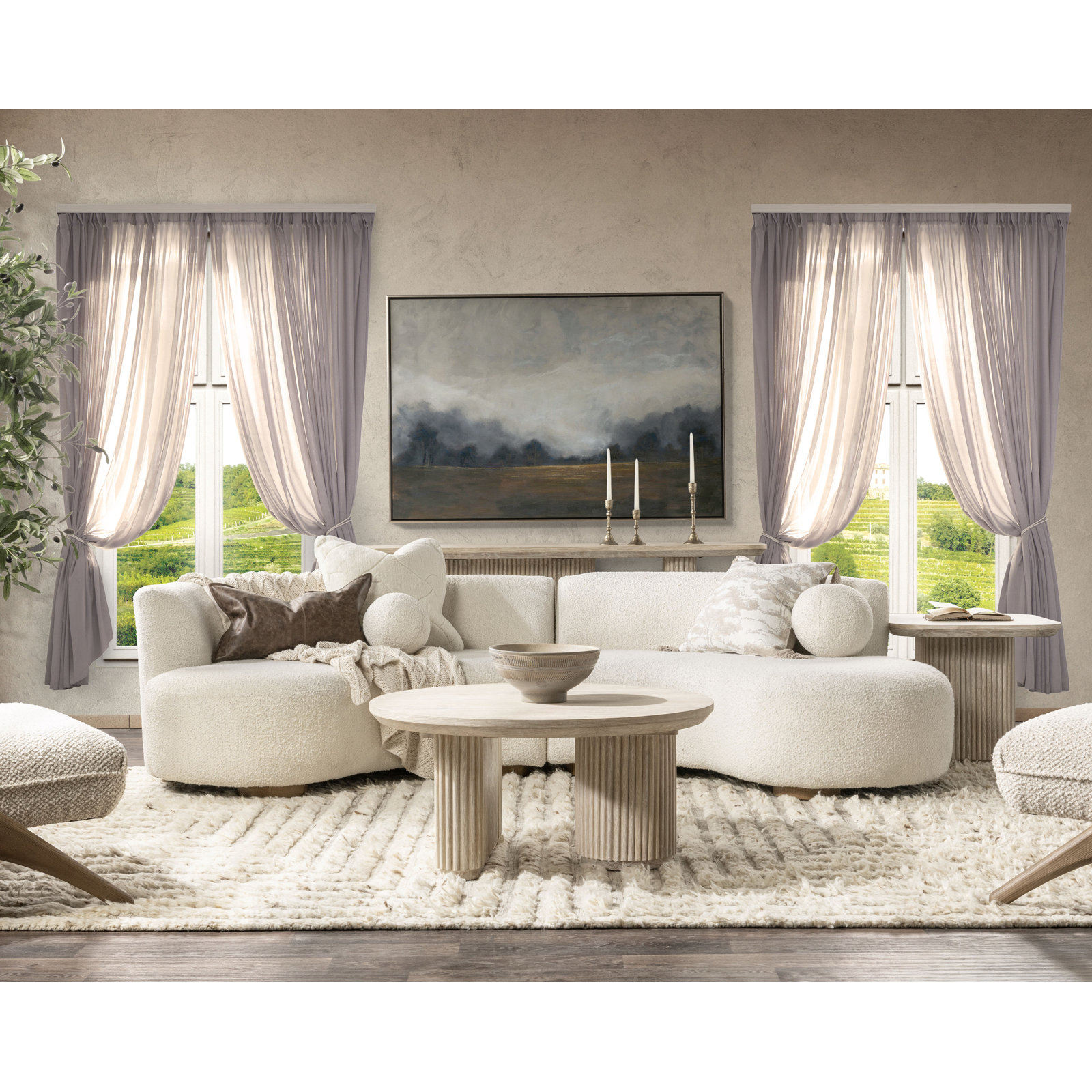 Vander Single Coffee Table, Cream Washed