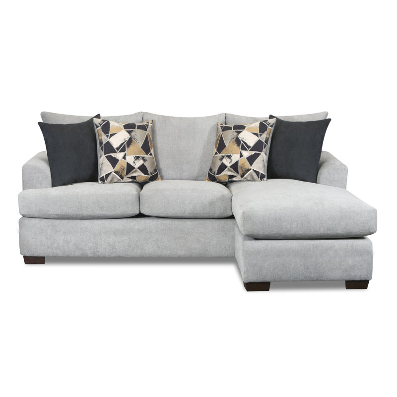 Emporia 93" Wide Reversible Modular Sofa & Chaise, Gray 100% Cotton