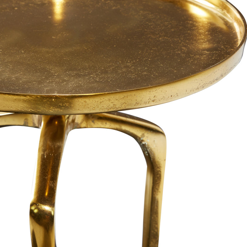 Table d'appoint avec plateau en aluminium noir Jody, Or