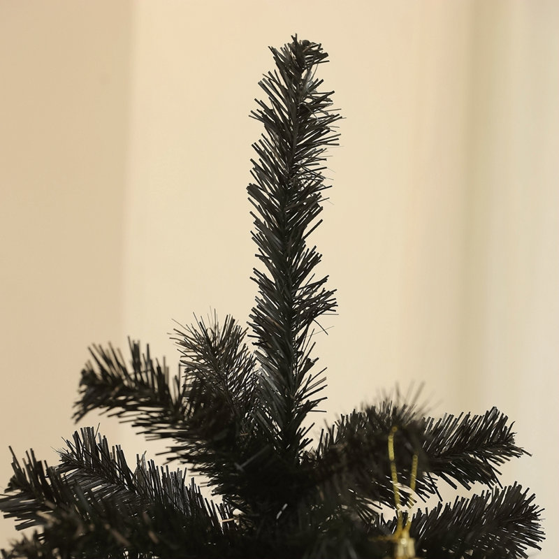 Arbre de Noël artificiel de 6 pi de hauteur, arbre de Noël non éclairé avec 1000 pointes de branches, ouverture automatique, base en acier, décoration des Fêtes pour bureau personnel, noir