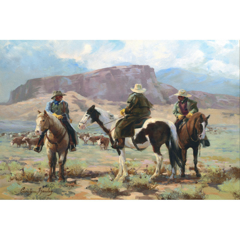 Three Cowboys - Wrapped Canvas Art Prints, 51cm H x 76cm W