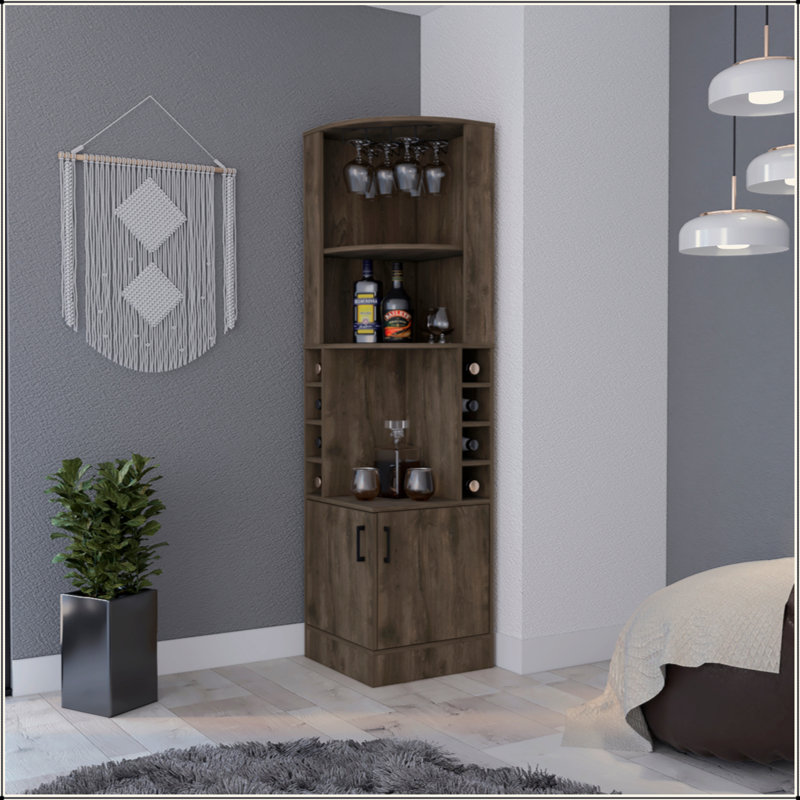 Armoire de bar 8 tablettes à 2 bouteilles brun foncé, Brun