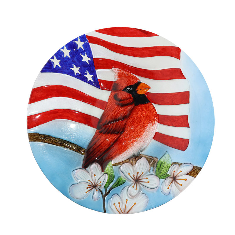 Bain d'oiseaux en verre American Cardinal