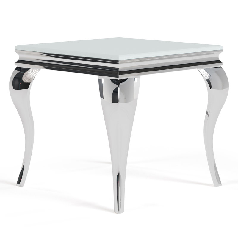 Table de bout en verre Mehseti, Blanc